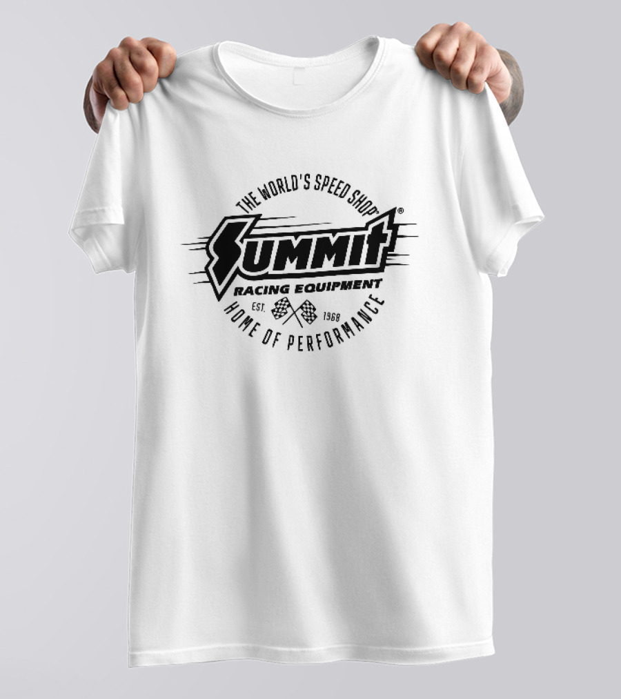 Summit Racing Equipment Est 1968 The Worlds Speed Shop Home Of Performance Checkered Flags T-Shirt