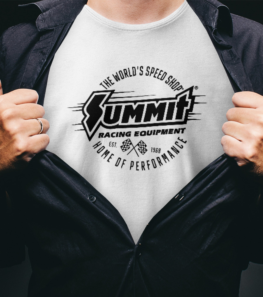 Summit Racing Equipment Est 1968 The Worlds Speed Shop Home Of Performance Checkered Flags T-Shirt