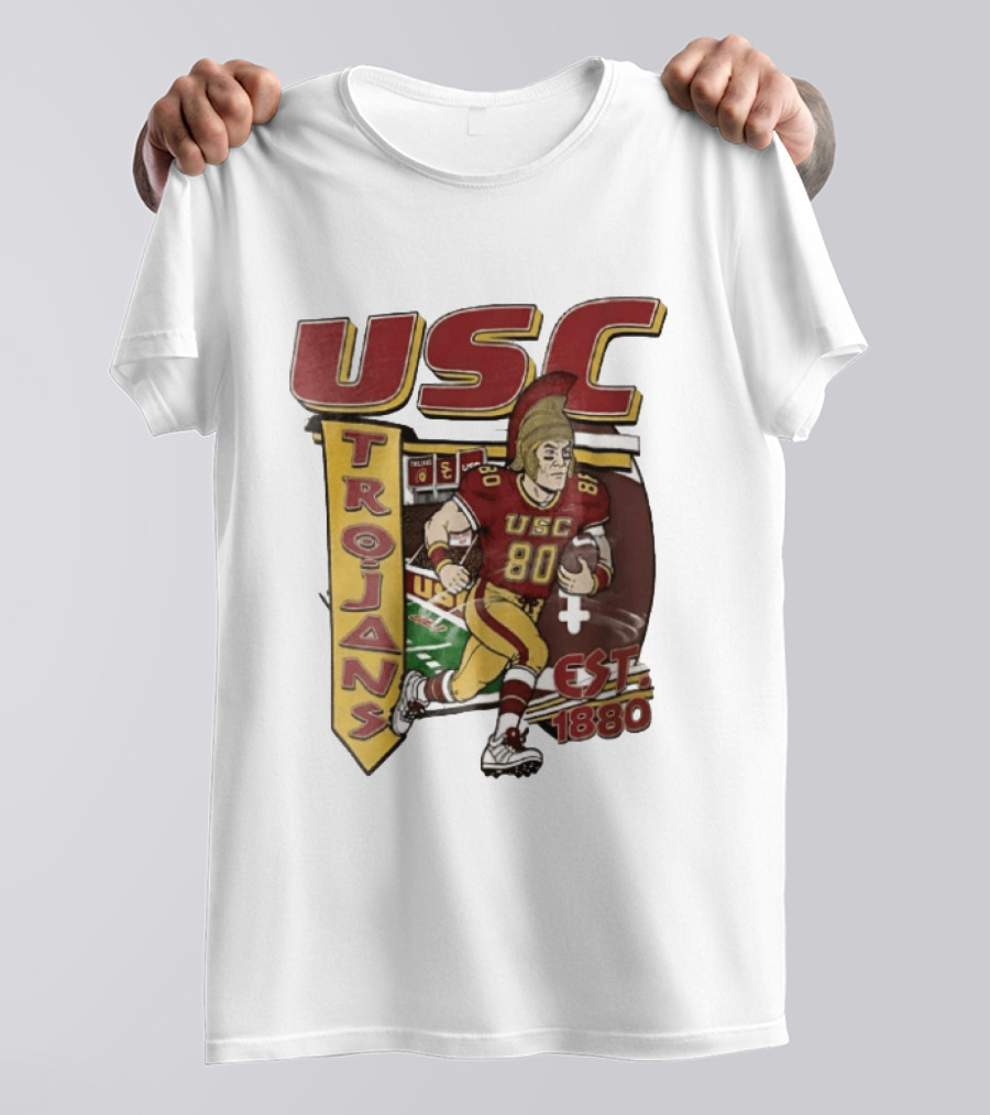 USC Trojans Football Player Cartoon Scoreboard Est 1880 T-Shirt
