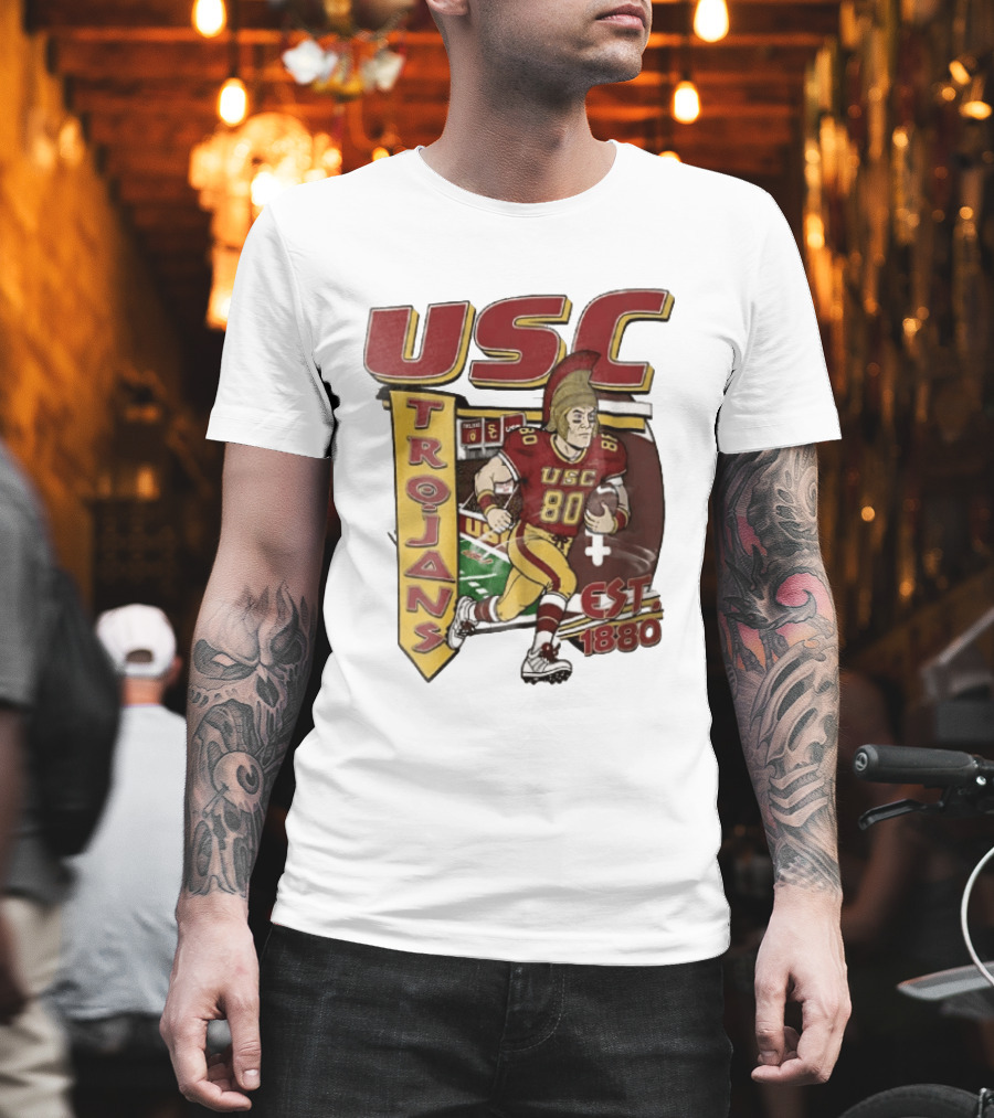 USC Trojans Football Player Cartoon Scoreboard Est 1880 T-Shirt