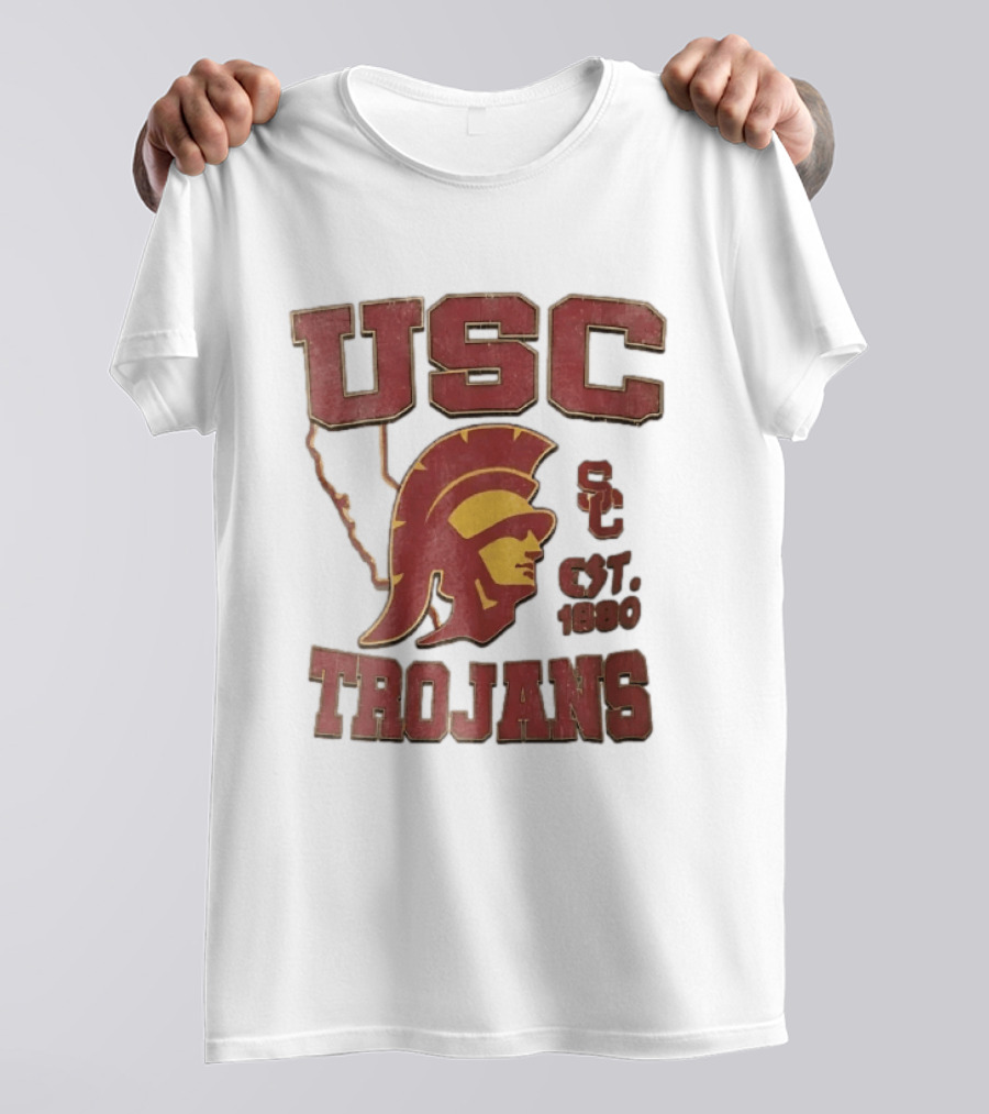 USC Trojans Est 1880 Helmet California State Map Sign T-Shirt