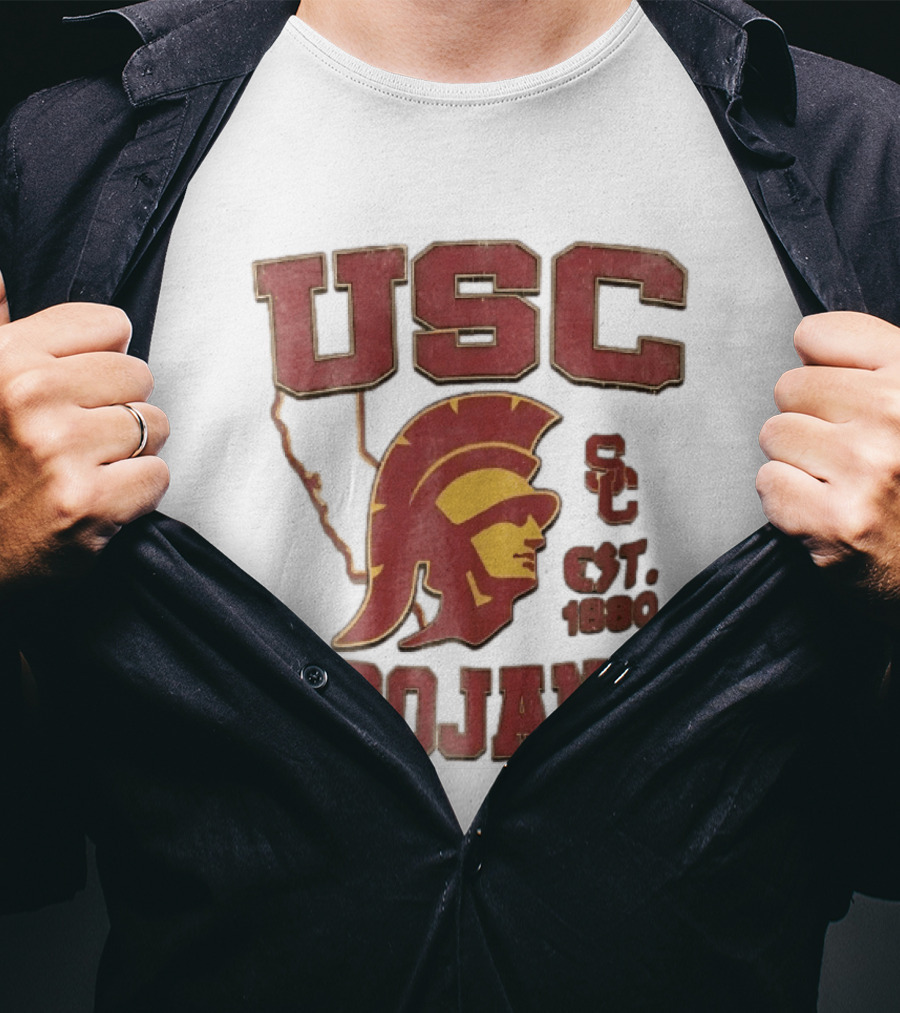 USC Trojans Est 1880 Helmet California State Map Sign T-Shirt