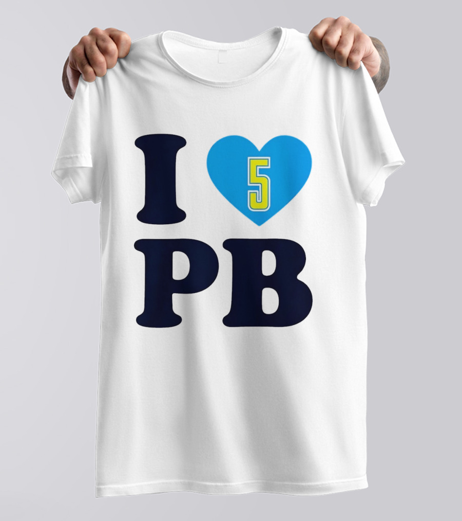 I Love PB Heart 5 Blue And Yellow T-Shirt