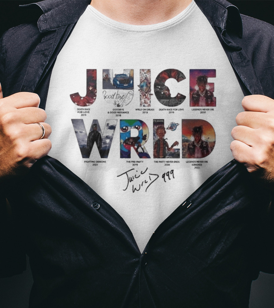 Juice WRLD 999 Death Race For Love Goodbye And Good Riddance Legends Never Die Fighting Demons The Party Never Ends Wild On Drugs T-Shirt