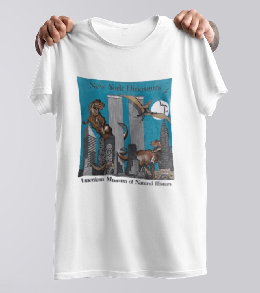 New York Dinosaurs American Museum Of Natural History Twin Towers Scene T-Shirt