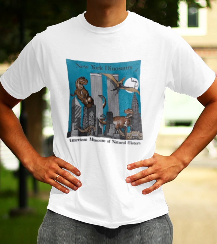 New York Dinosaurs American Museum Of Natural History Twin Towers Scene T-Shirt
