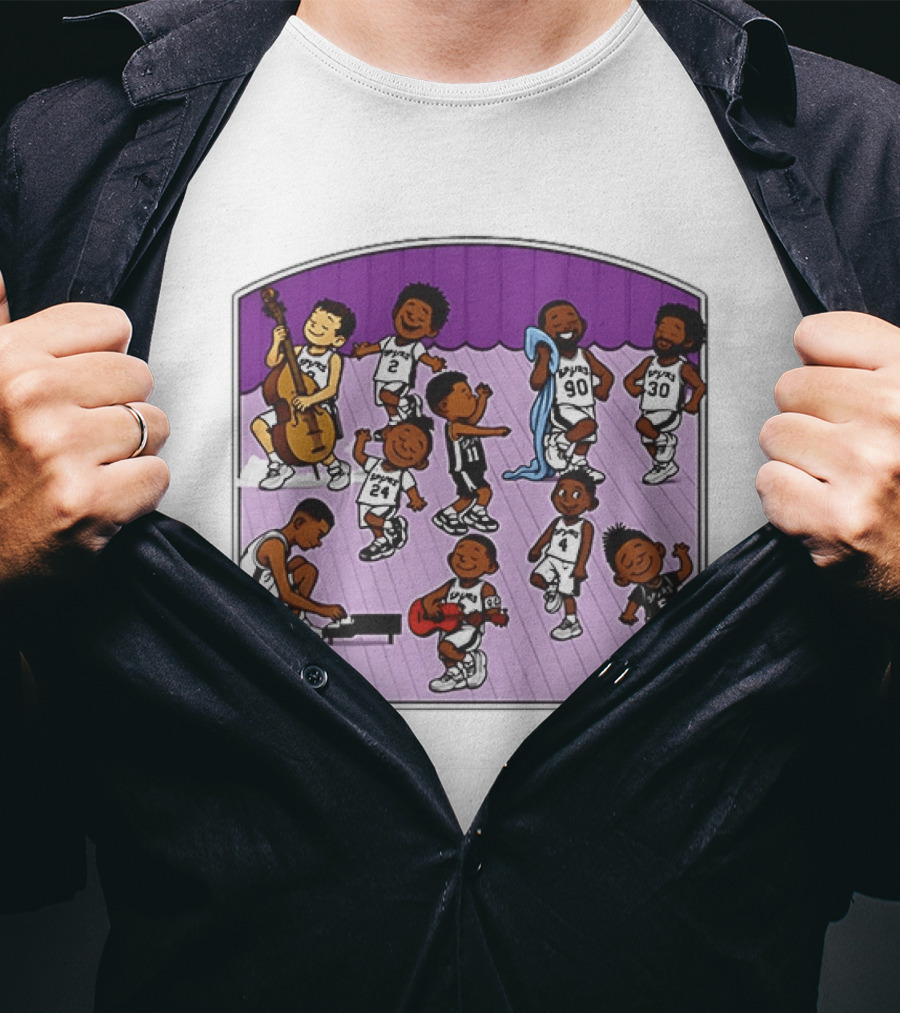 San Antonio Spurs Cartoon Players Music Band Comedy T-Shirt