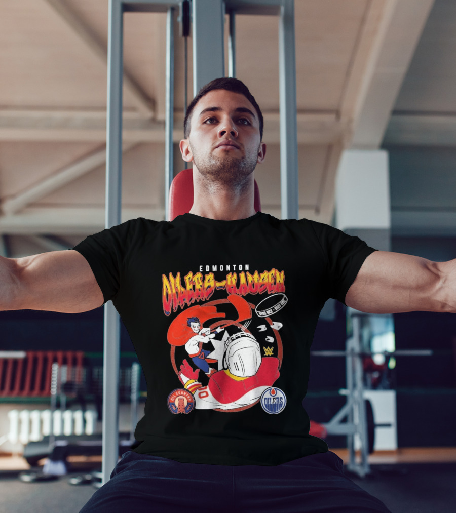Edmonton Oilers Hausen Hockey Battle WWE Crossover NHL Collaboration T-Shirt