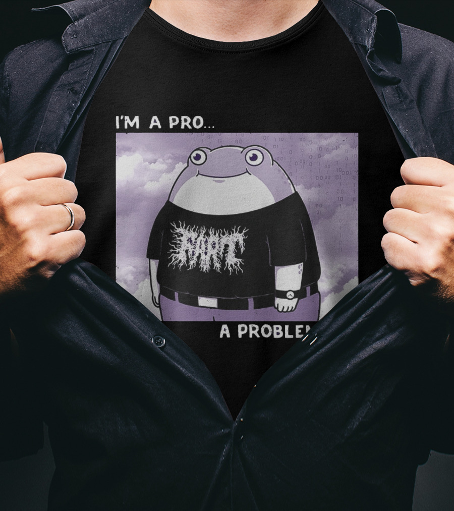 I'm A Pro A Problematic Frog Meme Binary Code Cloudy T-Shirt