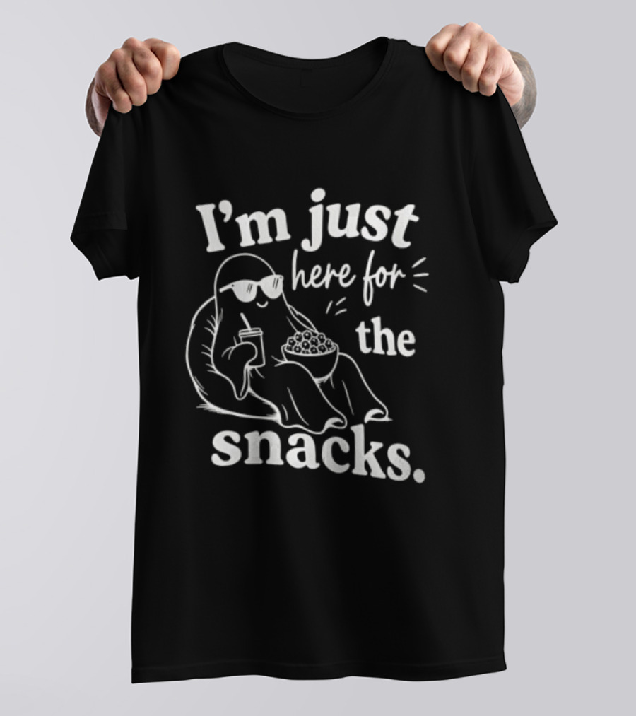 I'm Just Here For The Snacks Sloth Eating Popcorn T-Shirt