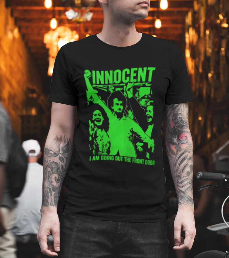 Innocent I Am Going Out The Front Door Retro Style People In Motion T-Shirt
