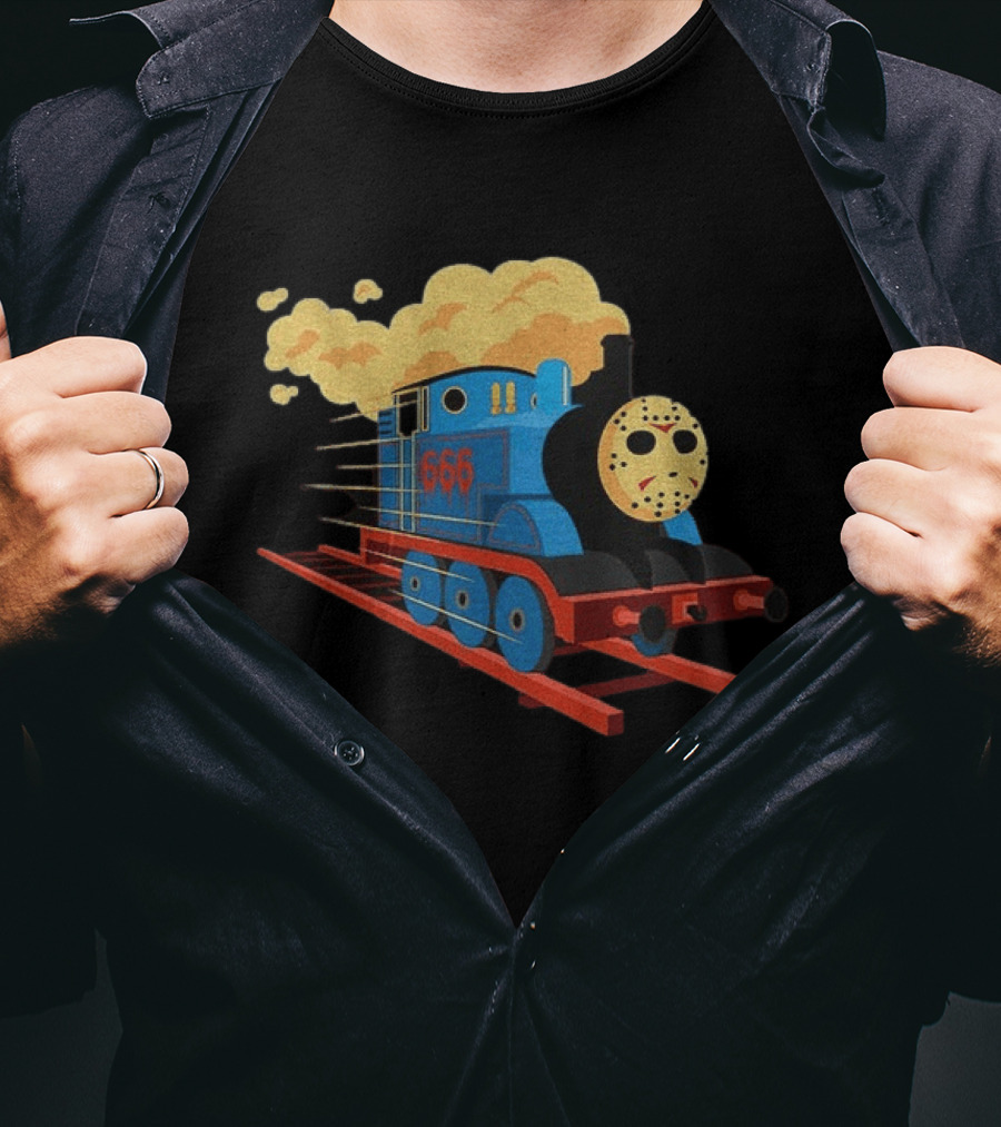 Thomas The Tank Engine Jason Voorhees Mask 666 Railway To Hell T-Shirt