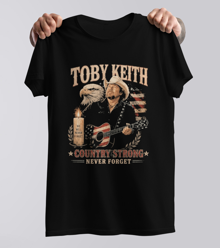 Toby Keith Country Strong Never Forget Eagle Candle Guitar America T-Shirt