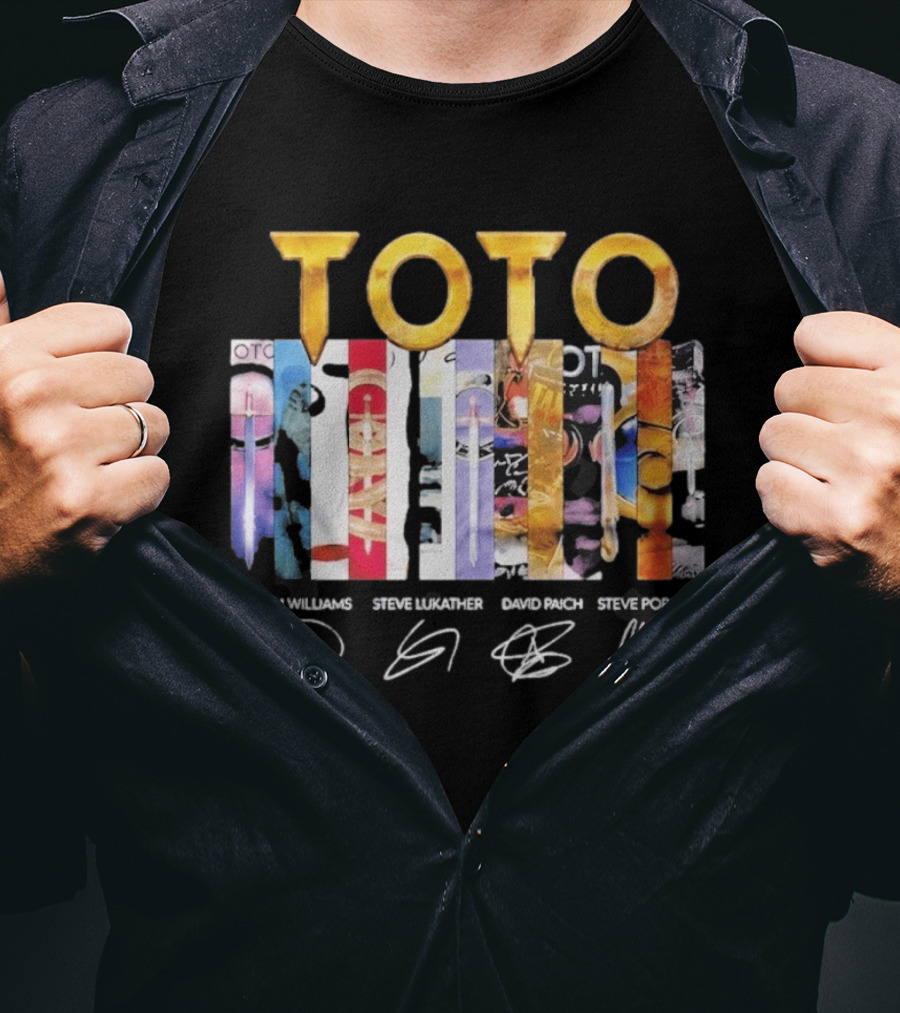 TOTO Band Discography Joseph Williams Steve Lukather David Paich Steve Porcaro Signatures Rock T-Shirt