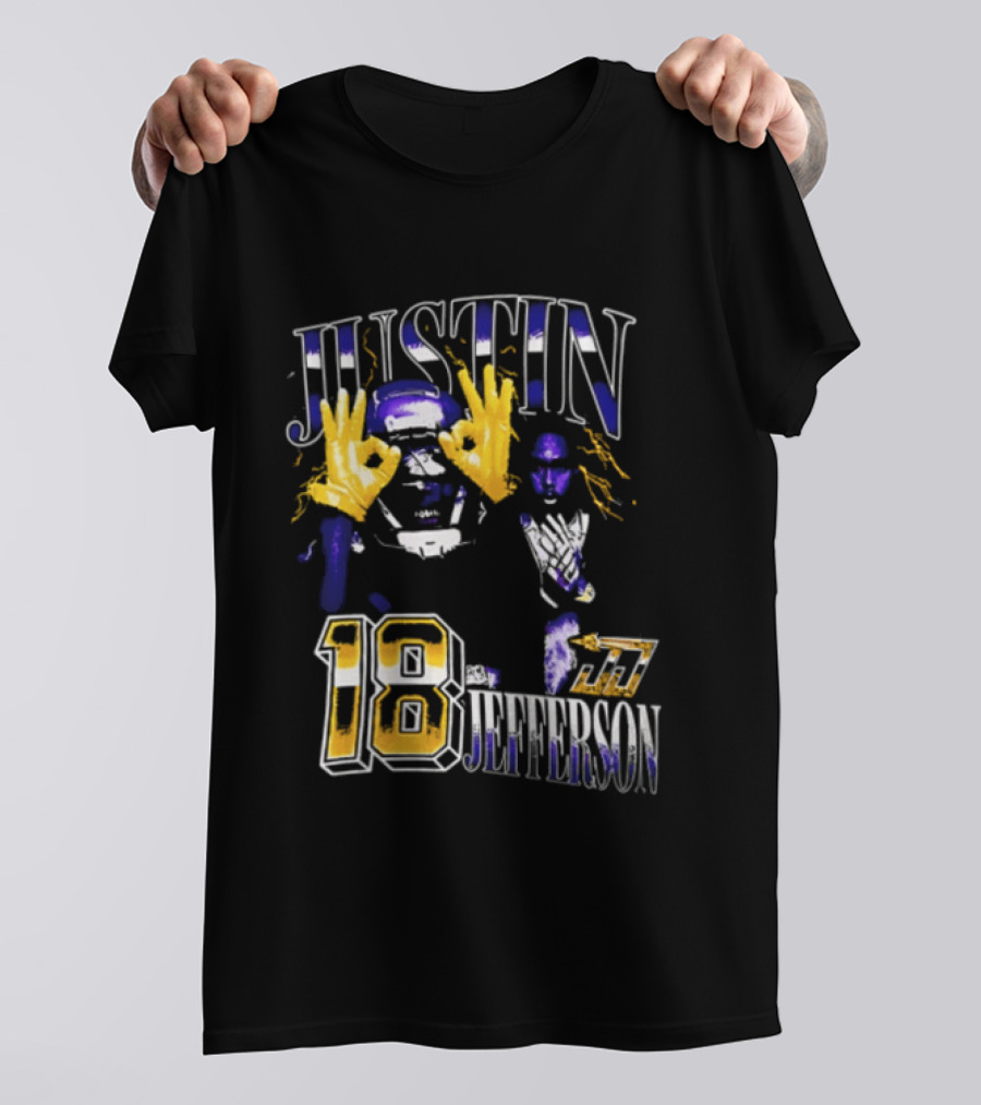 Justin Jefferson 18 Gold Gloves Lightning Bootleg Player Photos T-Shirt