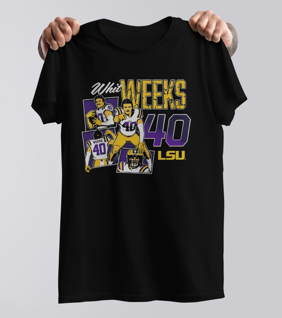 Whit Weeks LSU Tigers Number 40 College Football Collage T-Shirt