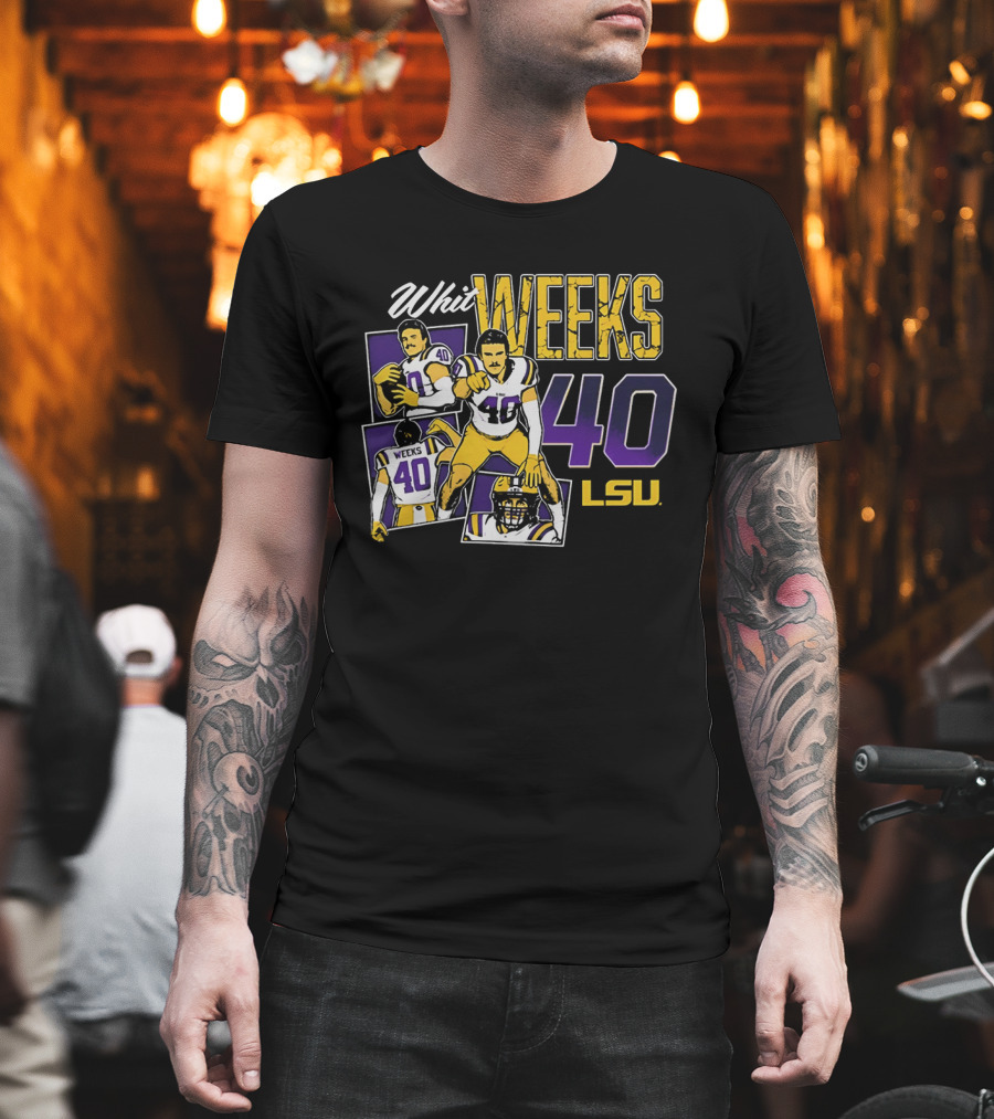 Whit Weeks LSU Tigers Number 40 College Football Collage T-Shirt