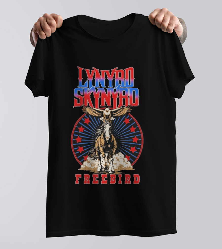 Lynyrd Skynyrd Freebird Eagle Horse Red Stars T-Shirt