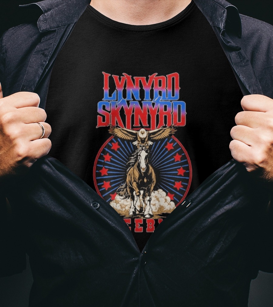 Lynyrd Skynyrd Freebird Eagle Horse Red Stars T-Shirt