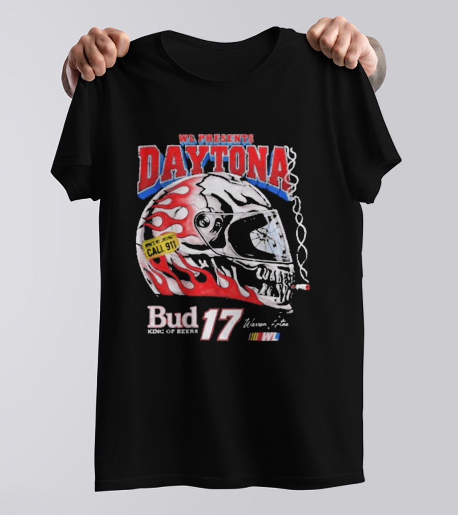 WL Present Daytona Bud King Of Beers 17 Racing Helmet Flame Design 2026 T-Shirt