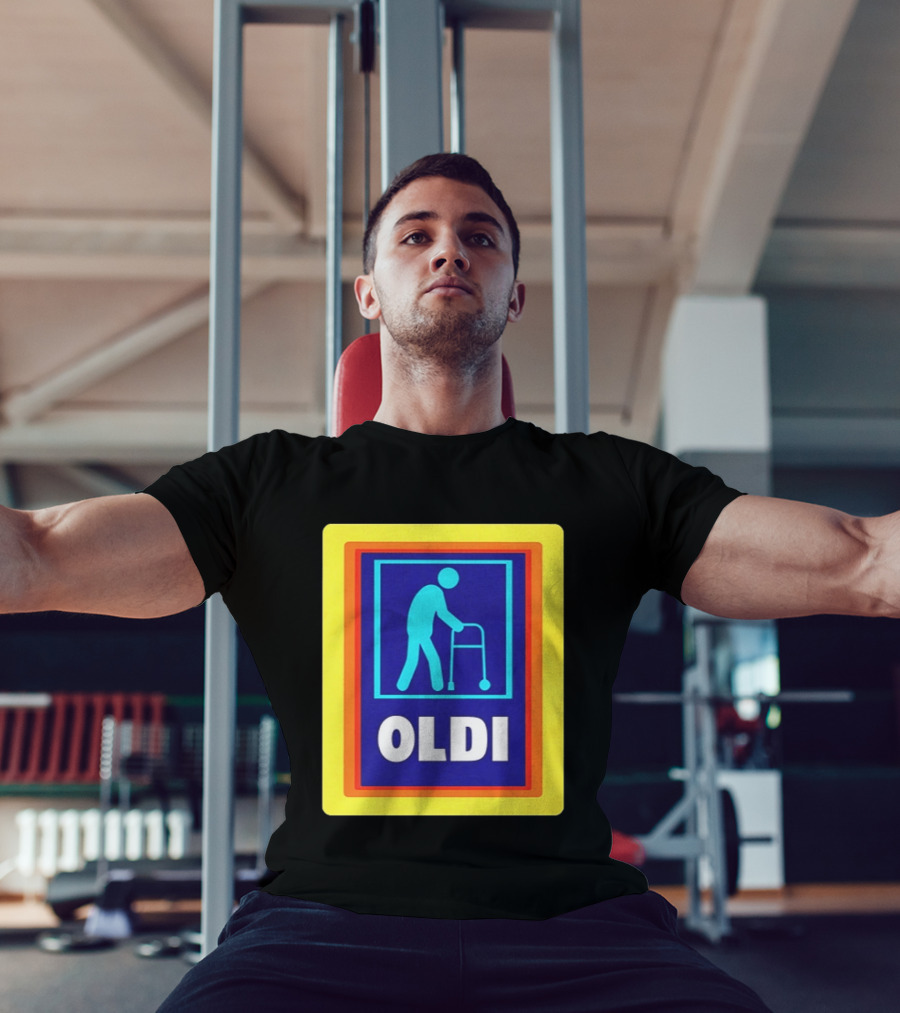 Oldi Elderly Walker Parody Aldi T-Shirt