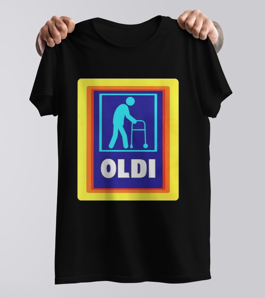 Oldi Elderly Walker Parody Aldi T-Shirt