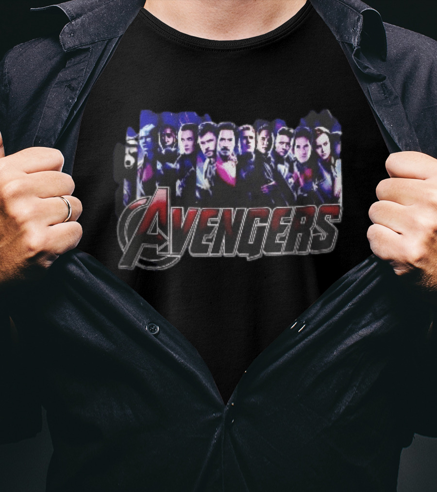 Avengers Film Superhero Cast Panels Collage T-Shirt