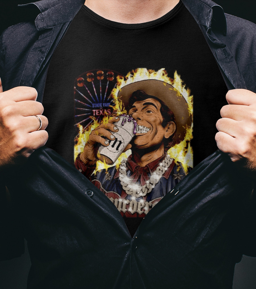 Big Tex State Fair Of Texas Ferris Wheel Fire Drinking Can Highlight T-Shirt