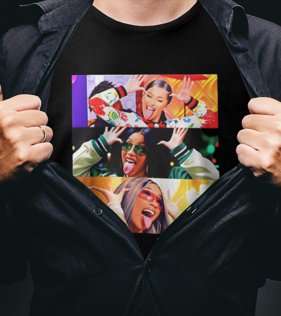 Cardi B Funny Faces Tongue Out Rapper Hip Hop Celebrity T-Shirt