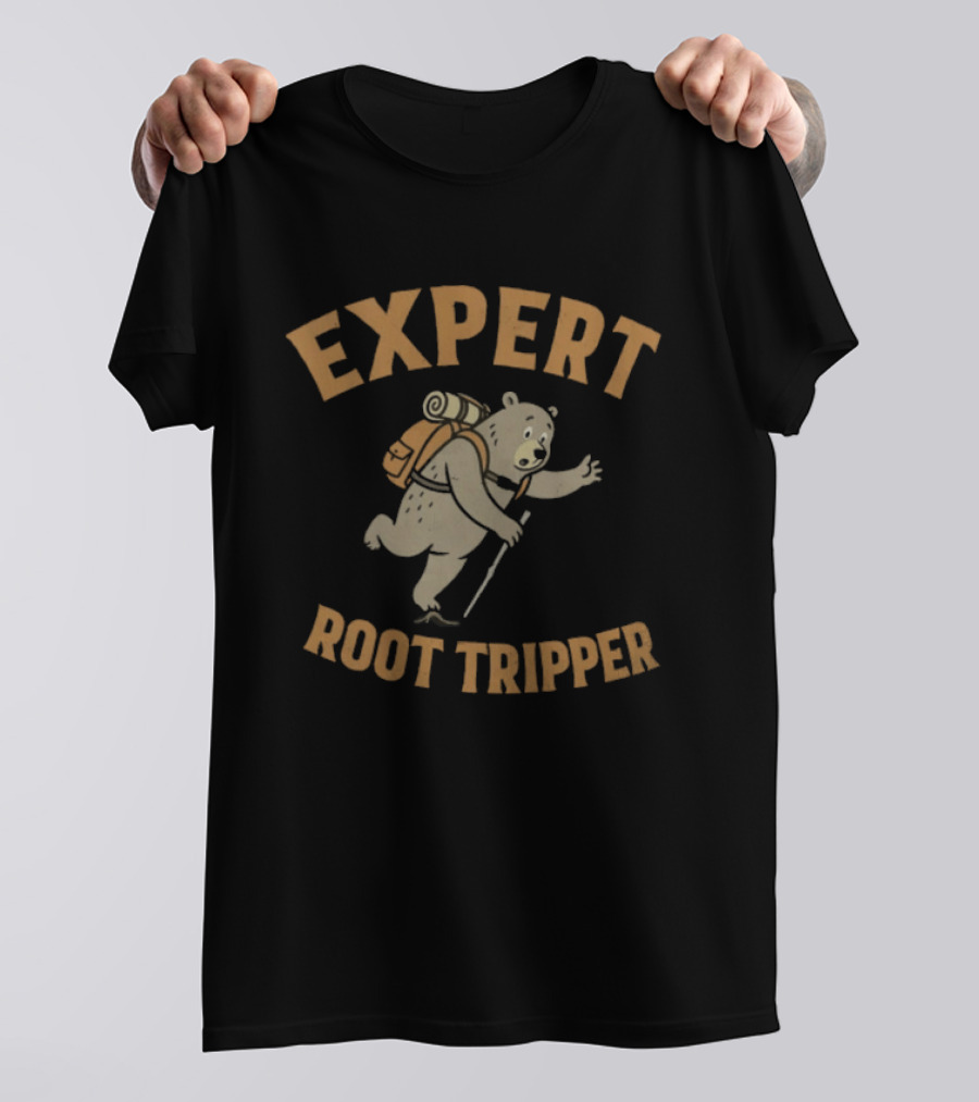Expert Backpacking Bear Root Tripper Hiking Adventure T-Shirt