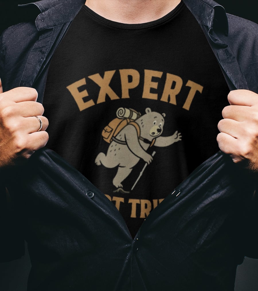 Expert Backpacking Bear Root Tripper Hiking Adventure T-Shirt