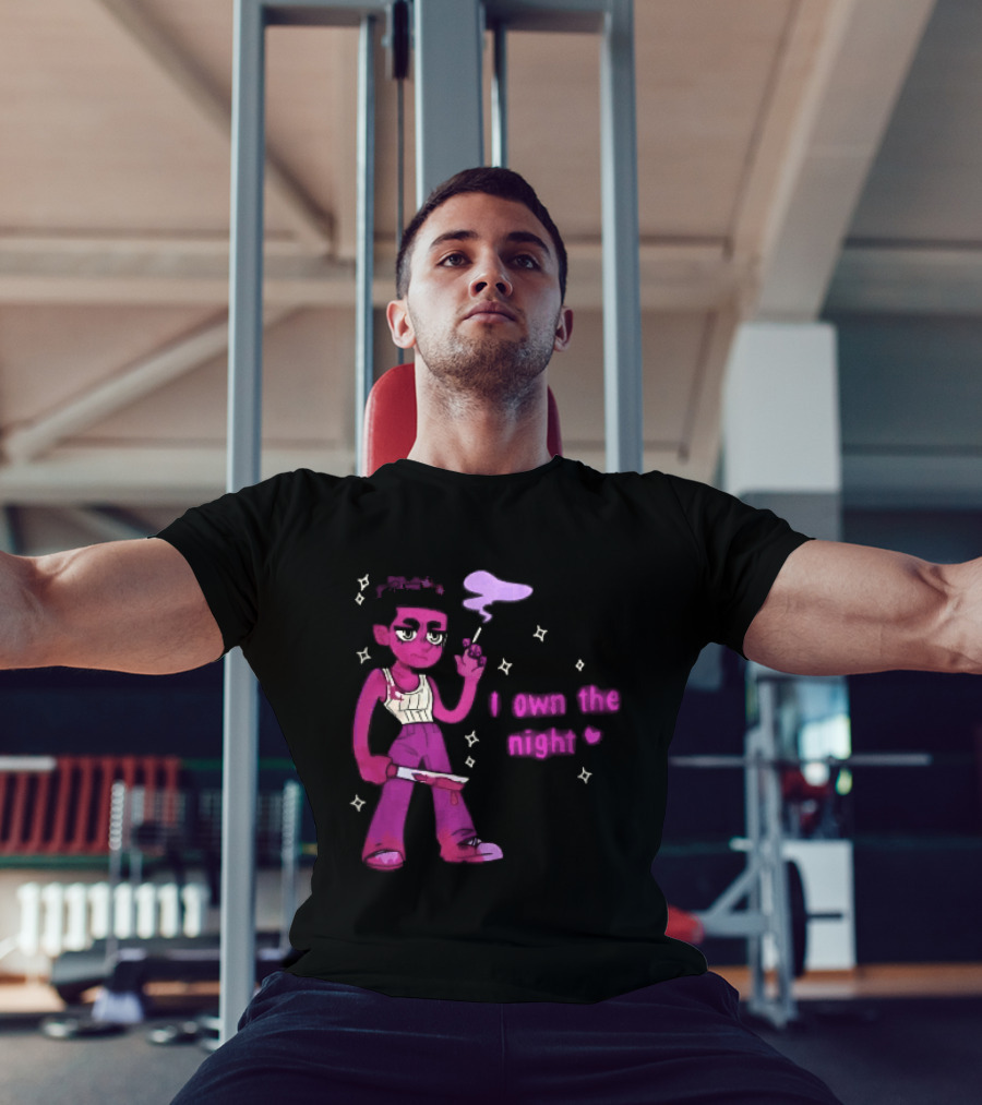 I Own The Night Pink Cartoon Character Holding Bloody Knife Smoking T-Shirt