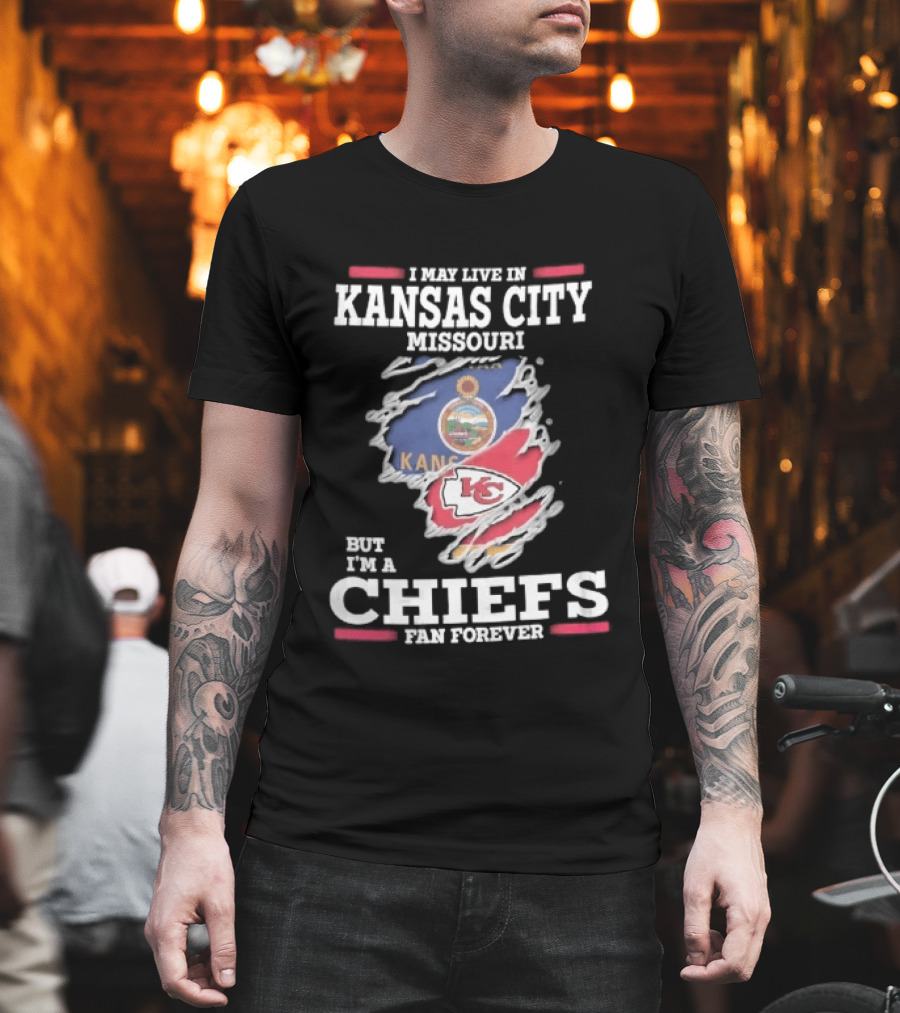 Kansas City Missouri Chiefs Fan Forever Kansas Seal Torn Skin T-Shirt