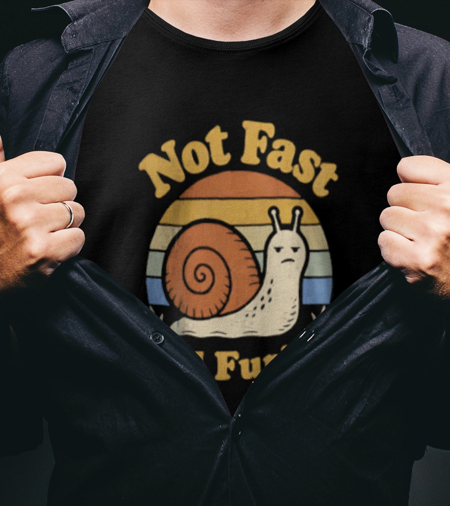 Not Fast Still Furious Vintage Snail Retro Stripes T-Shirt