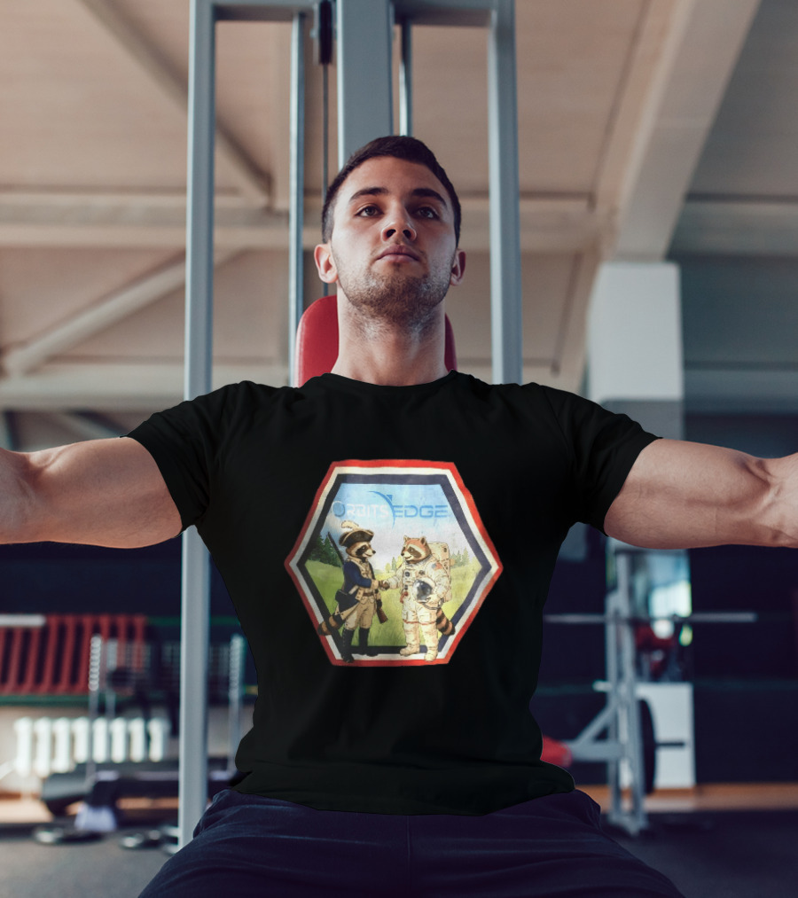 Orbits Edge Raccoon Soldier And Astronaut Handshake Cartoon T-Shirt