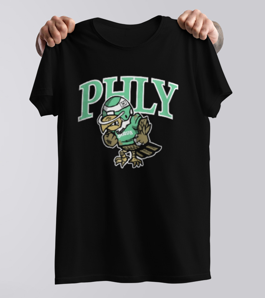 Philadelphia Eagles Phly Birds Cartoon Football Helmet Crewneck T-Shirt