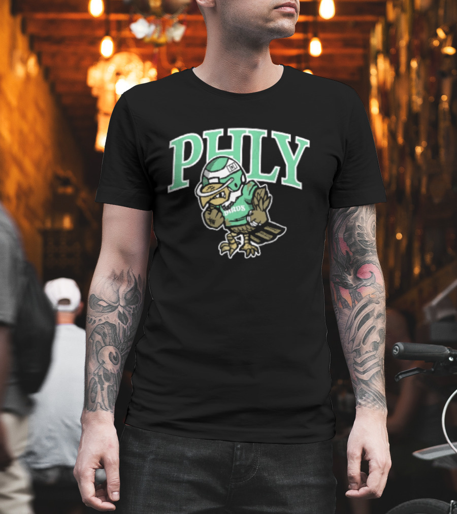 Philadelphia Eagles Phly Birds Cartoon Football Helmet Crewneck T-Shirt