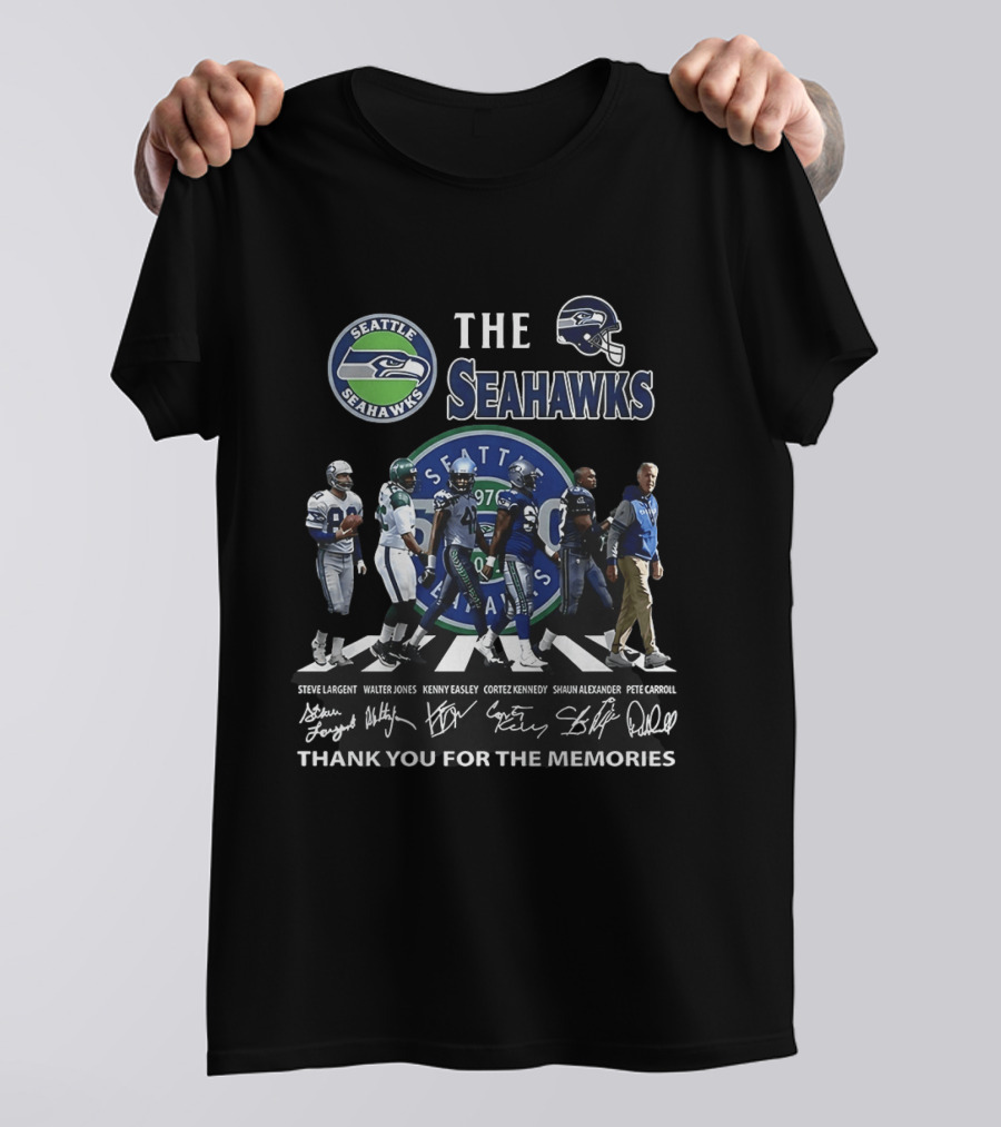 Seattle Seahawks Legends Signatures Walking Abbey Road Thank You For The Memories T-Shirt