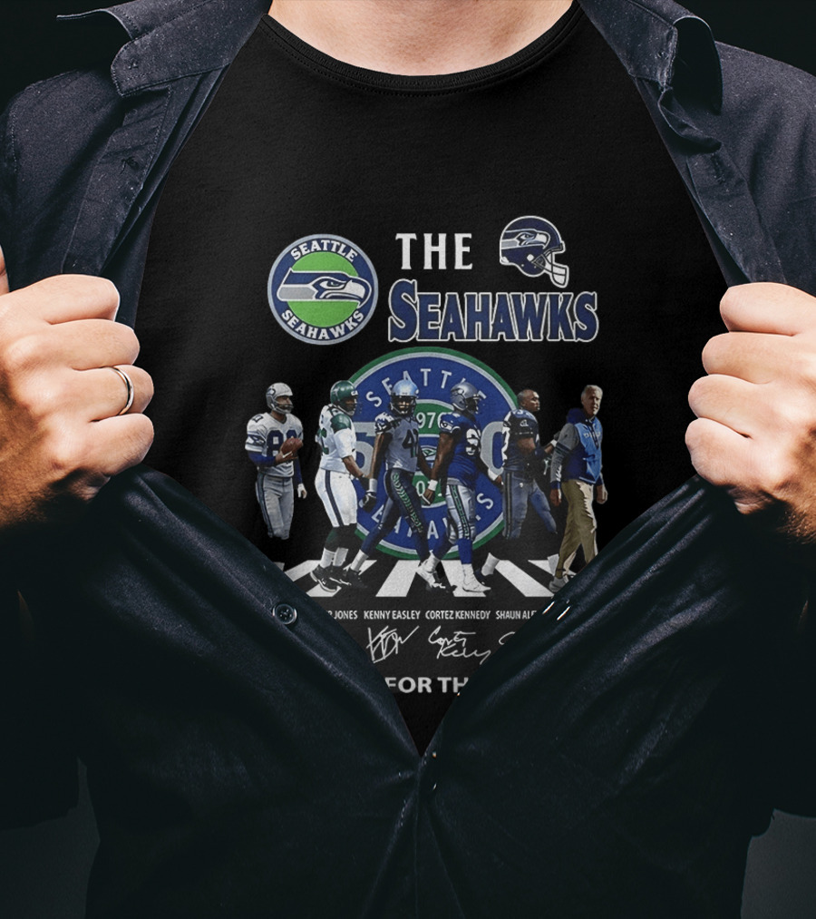 Seattle Seahawks Legends Signatures Walking Abbey Road Thank You For The Memories T-Shirt