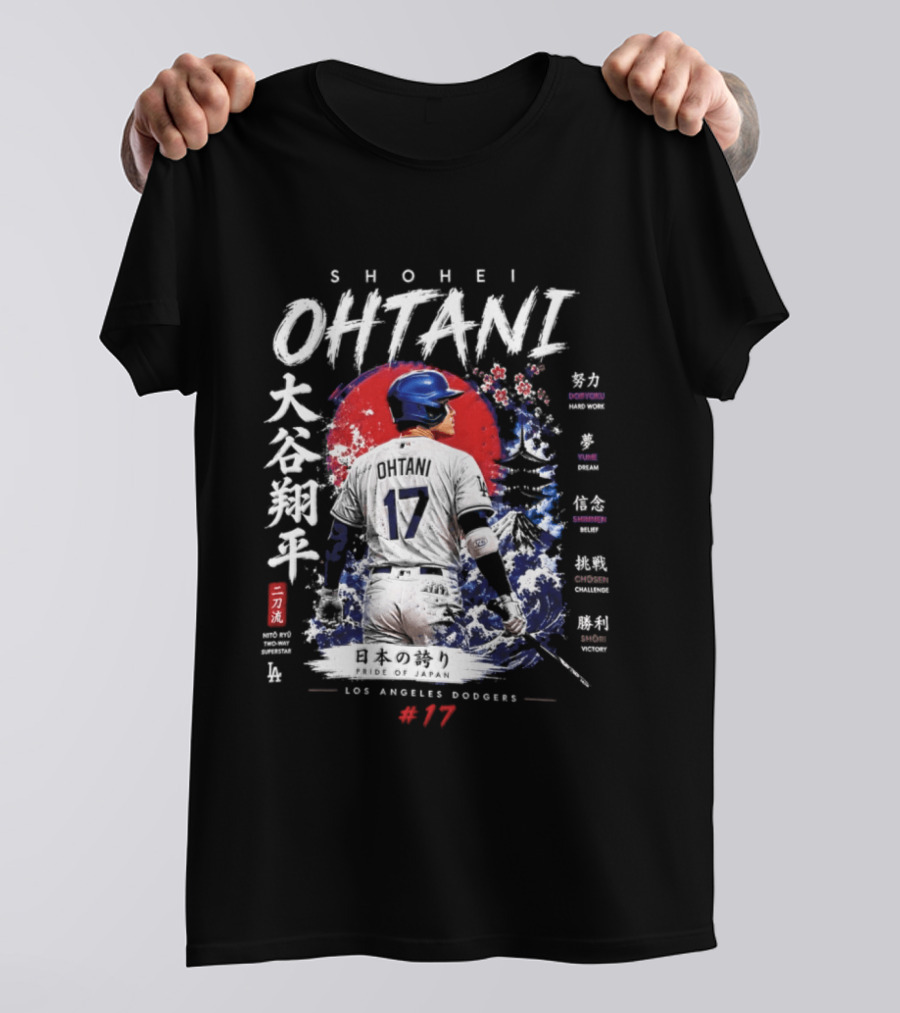 Shohei Ohtani Los Angeles Dodgers Japanese Two Way Player #17 T-Shirt