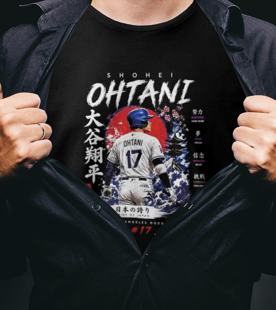 Shohei Ohtani Los Angeles Dodgers Japanese Two Way Player #17 T-Shirt