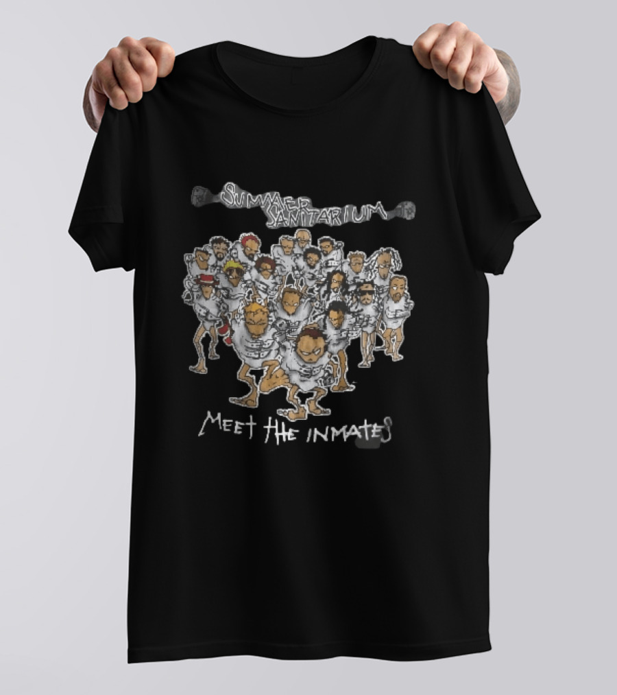 Summer Sanitarium Meet The Inmates Cartoon Caricatures Straitjackets T-Shirt