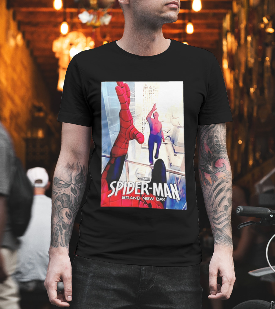 Marvel Spider Man Brand New Day High Five Scene T-Shirt