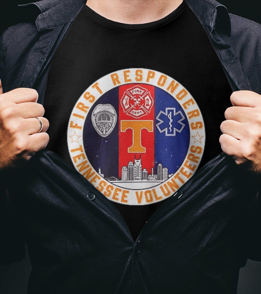 Tennessee Volunteers First Responders Police Fire EMS Skyline T-Shirt