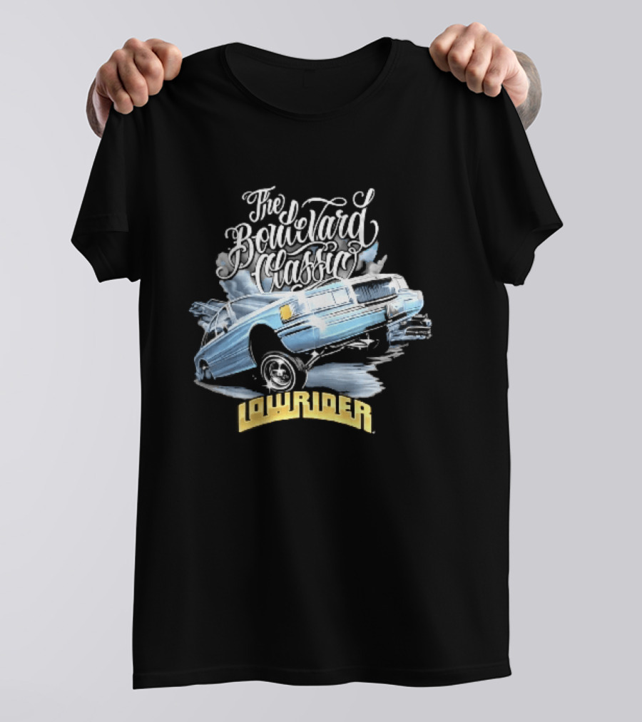 The Boulevard Classic Lowrider Lowrider Light Blue Bouncing Car Smoke T-Shirt