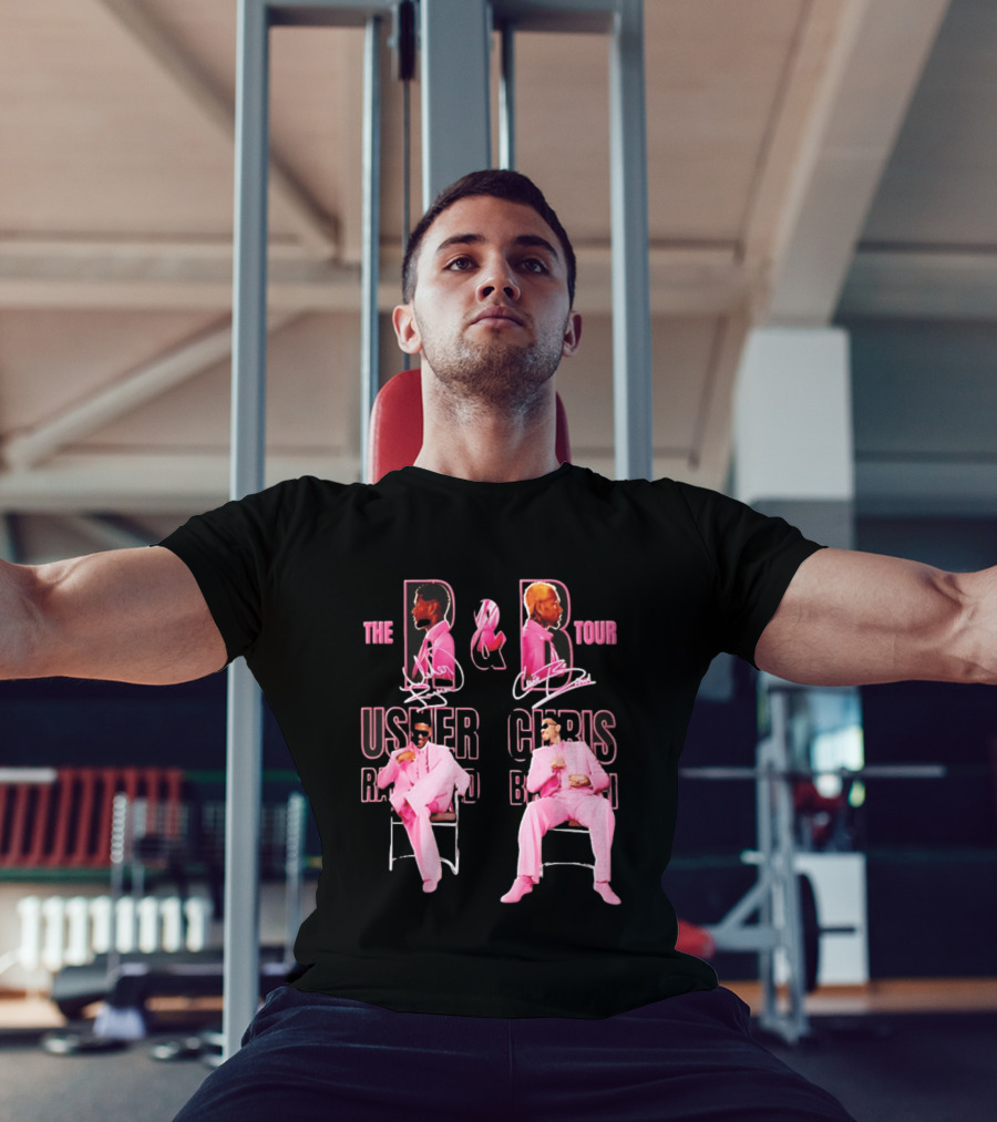 The R&B Tour Usher Raymond Chris Brown Pink Suit Concert Collaboration T-Shirt