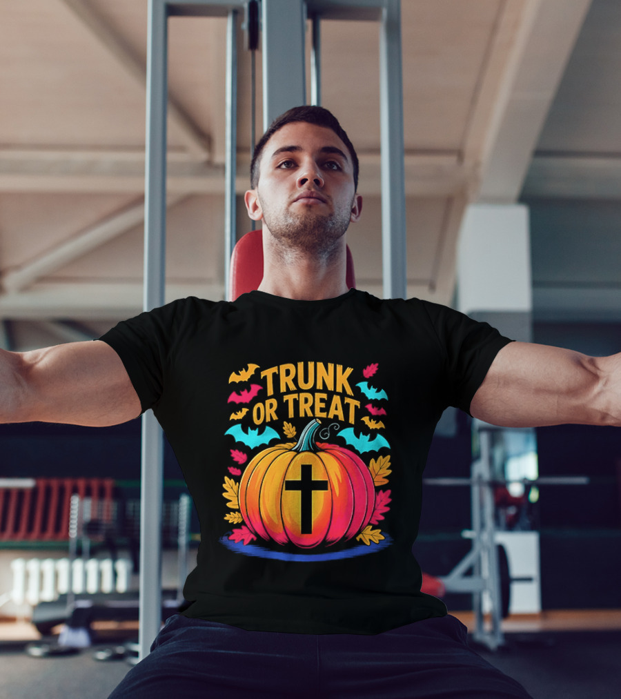 Trunk Or Treat Christian Pumpkin Cross Halloween T-Shirt