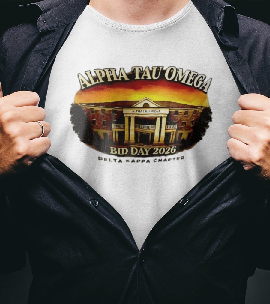 Alpha Tau Omega Fraternity Bid Day 2026 Delta Kappa Chapter House Sunset Sky T-Shirt