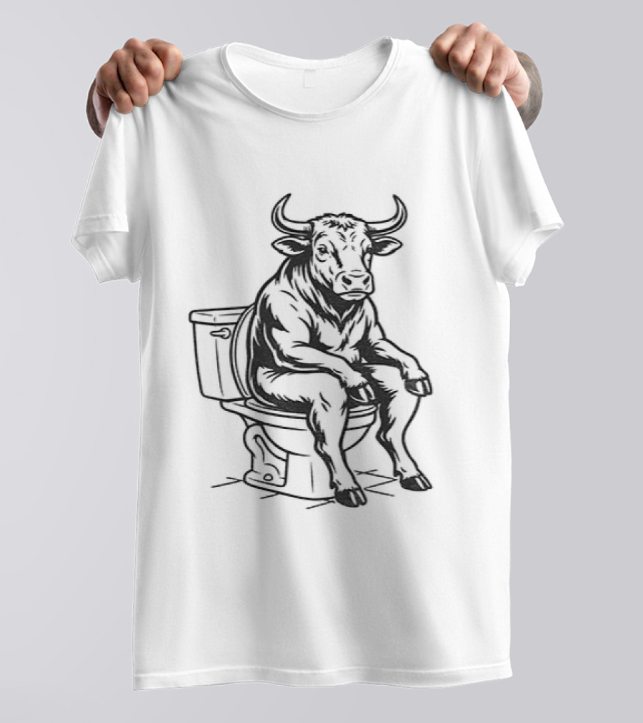 Bull Sitting On Toilet Bullshit Humorous T-Shirt