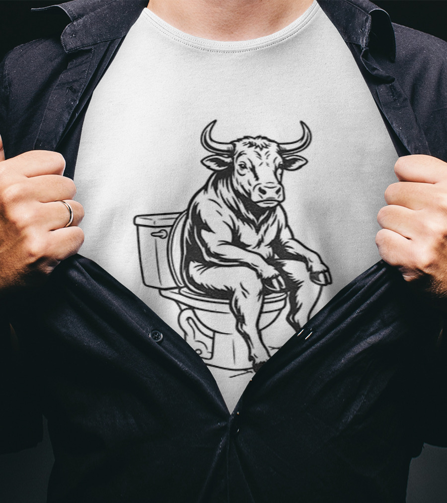 Bull Sitting On Toilet Bullshit Humorous T-Shirt
